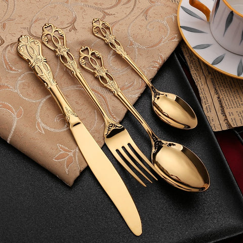 Vintage Western Gold Plated Cutlery Dining Set