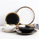 Gold Soap Ceramic White And Black Dinnerware