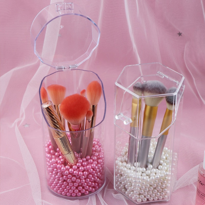 72 Grid Makeup & Painting Brush Holders Organizer for Pencil, Paintbrush,  Cosmetic Brushes, Pink 12 Pcs Crystal Handle Makeup Large Brush 